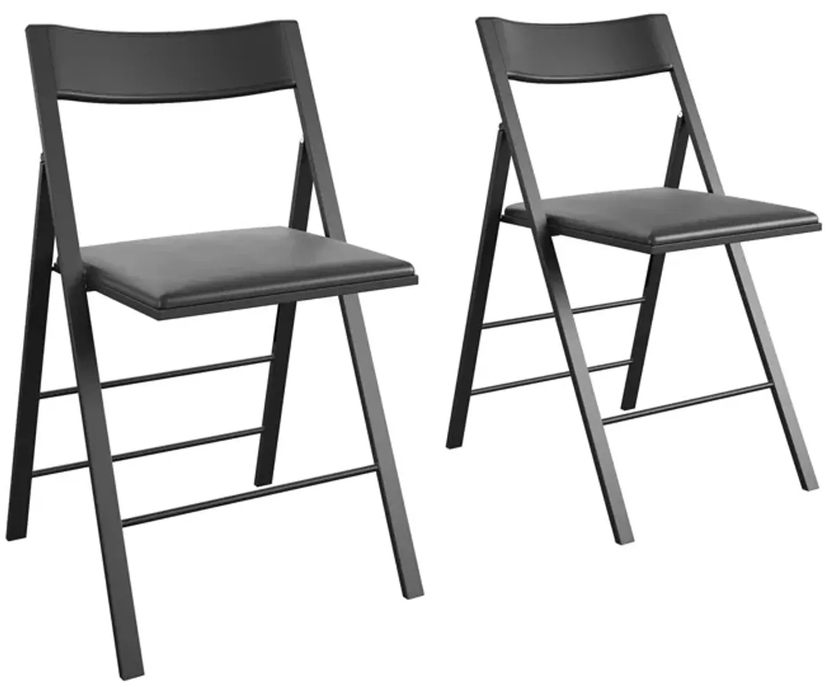 Modern Slim Line Vinyl Padded Folding Chairs, Set of 2