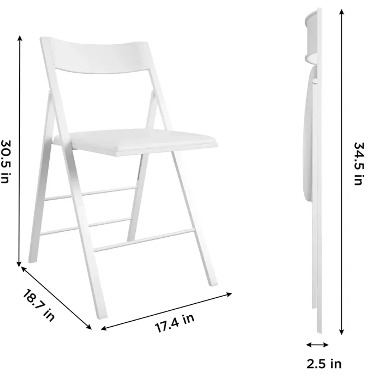 Modern Slim Line Vinyl Padded Folding Chairs, Set of 2