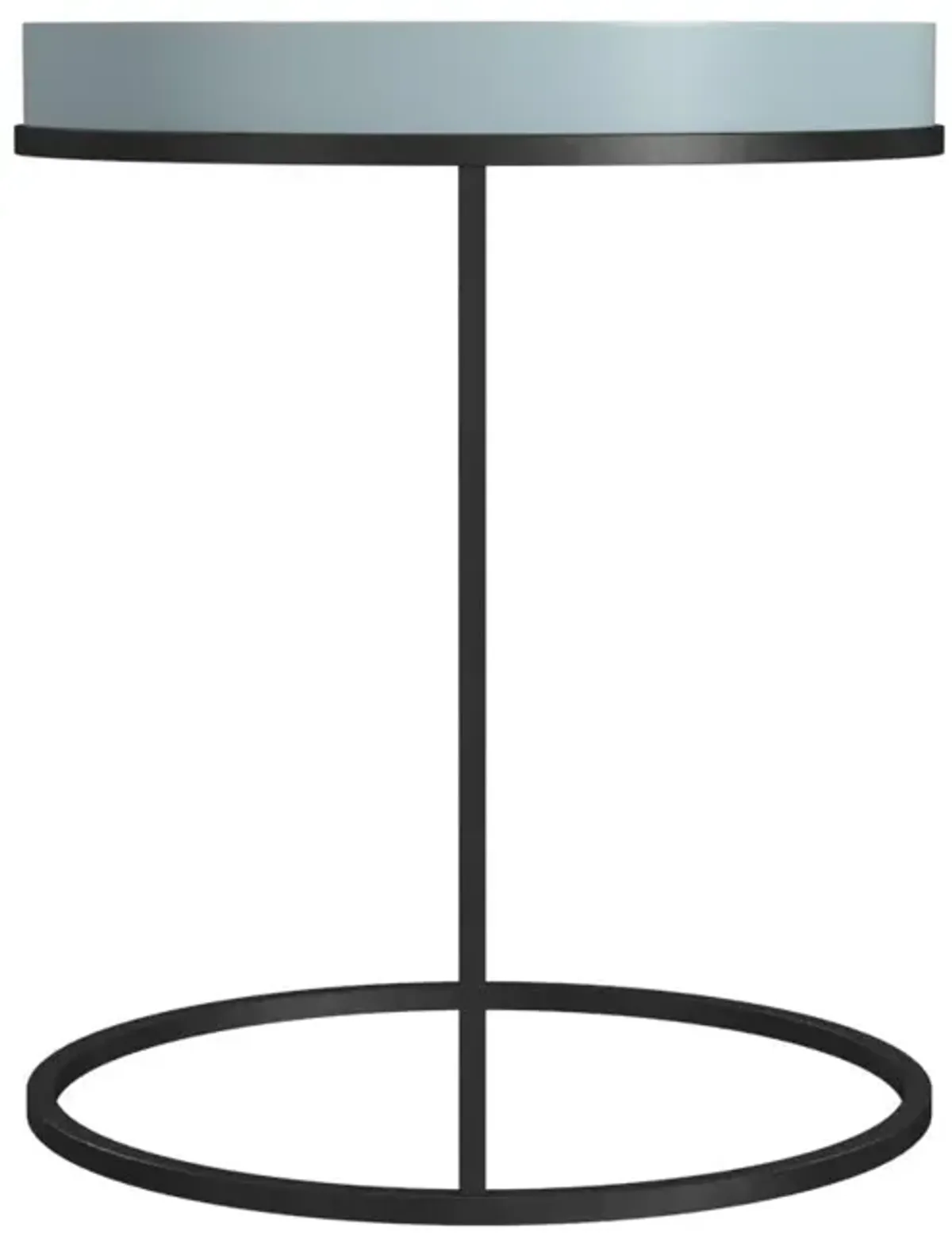 Perry Round Accent Table with a Black Metal Base