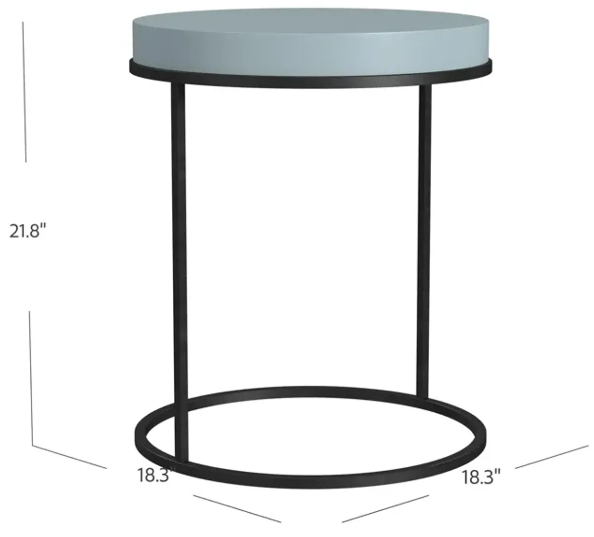 Perry Round Accent Table with a Black Metal Base