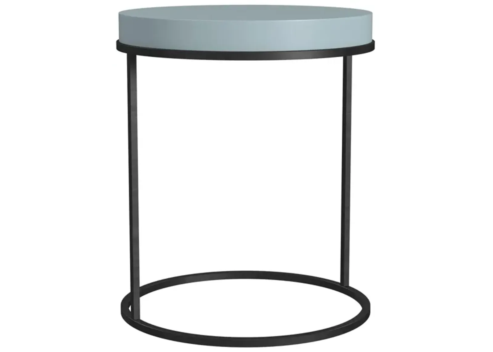 Perry Round Accent Table with a Black Metal Base