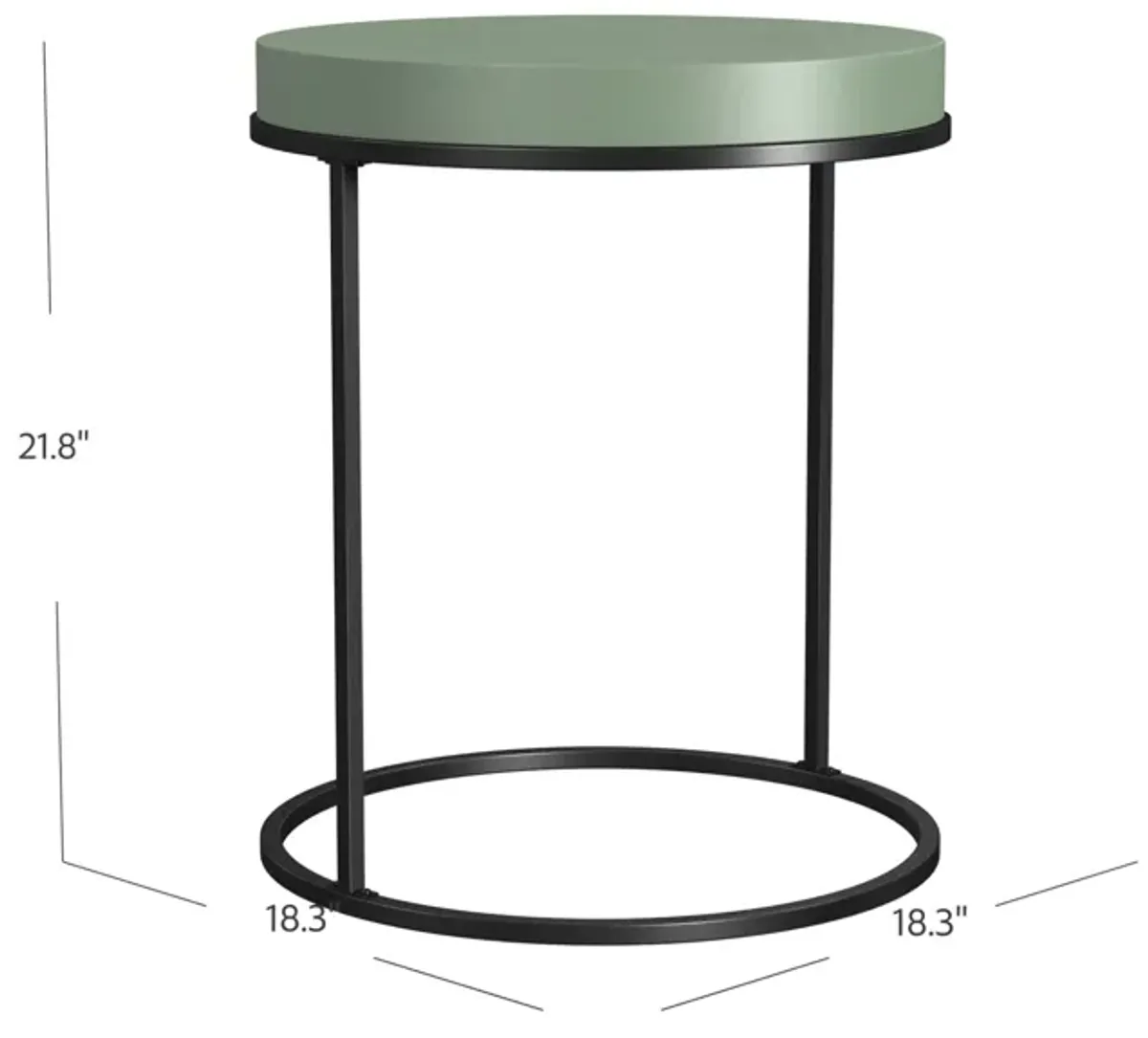 Perry Round Accent Table with a Black Metal Base