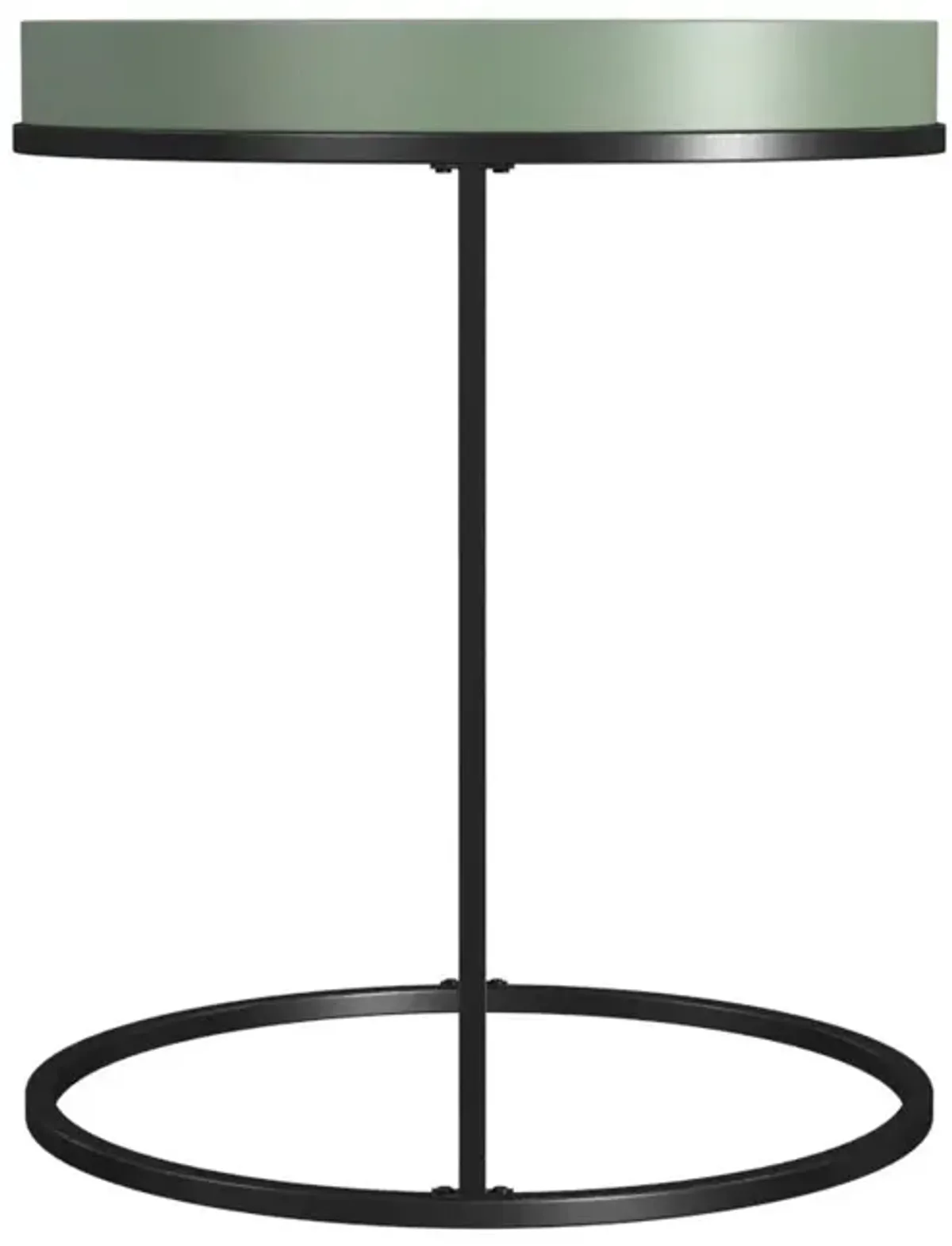 Perry Round Accent Table with a Black Metal Base