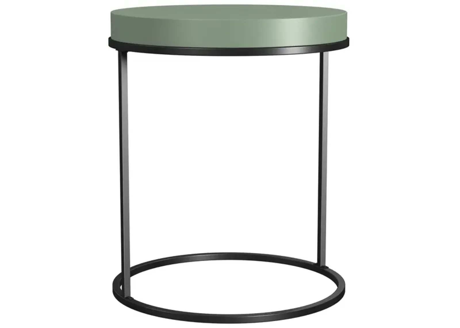 Perry Round Accent Table with a Black Metal Base