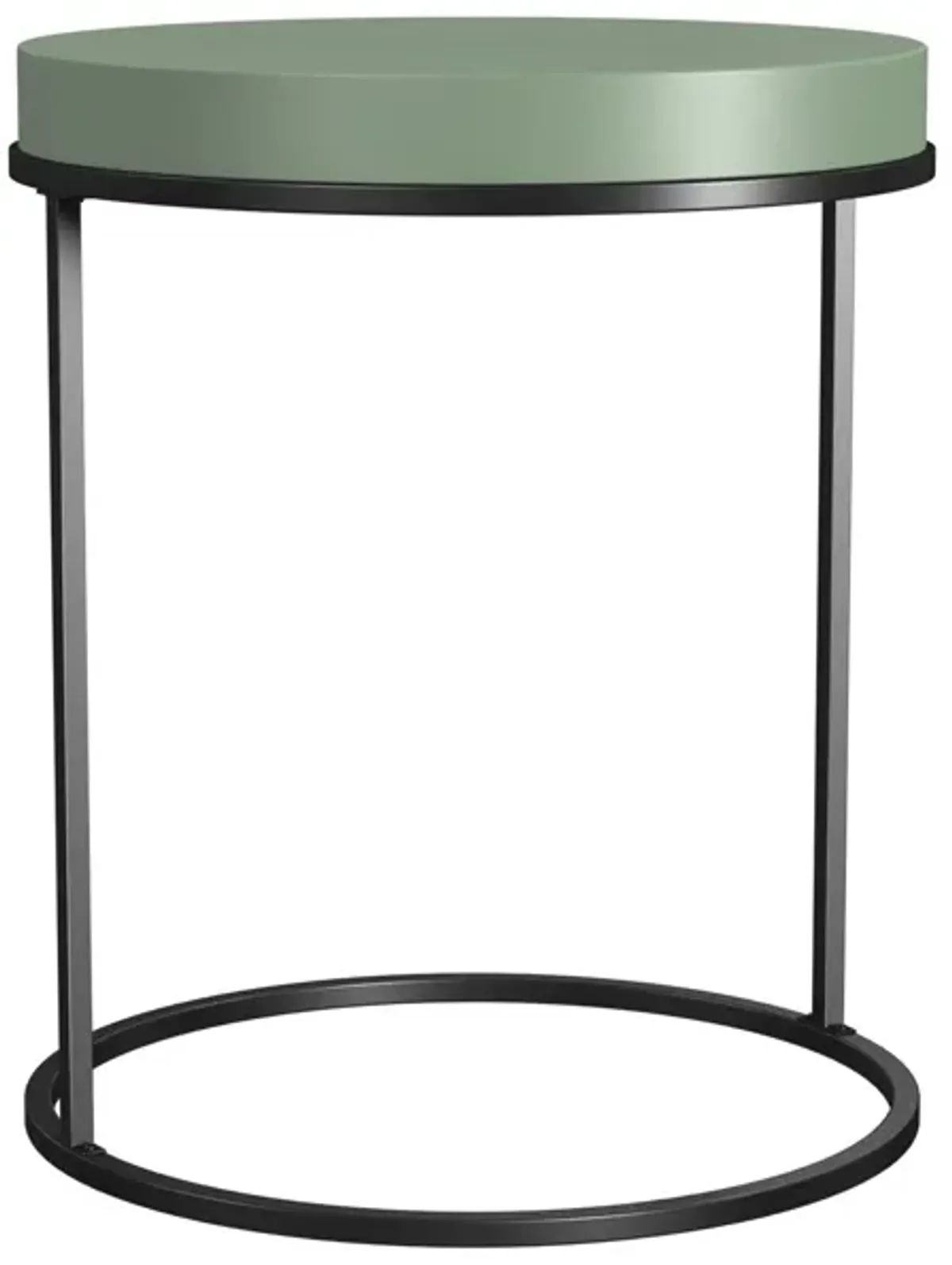 Perry Round Accent Table with a Black Metal Base