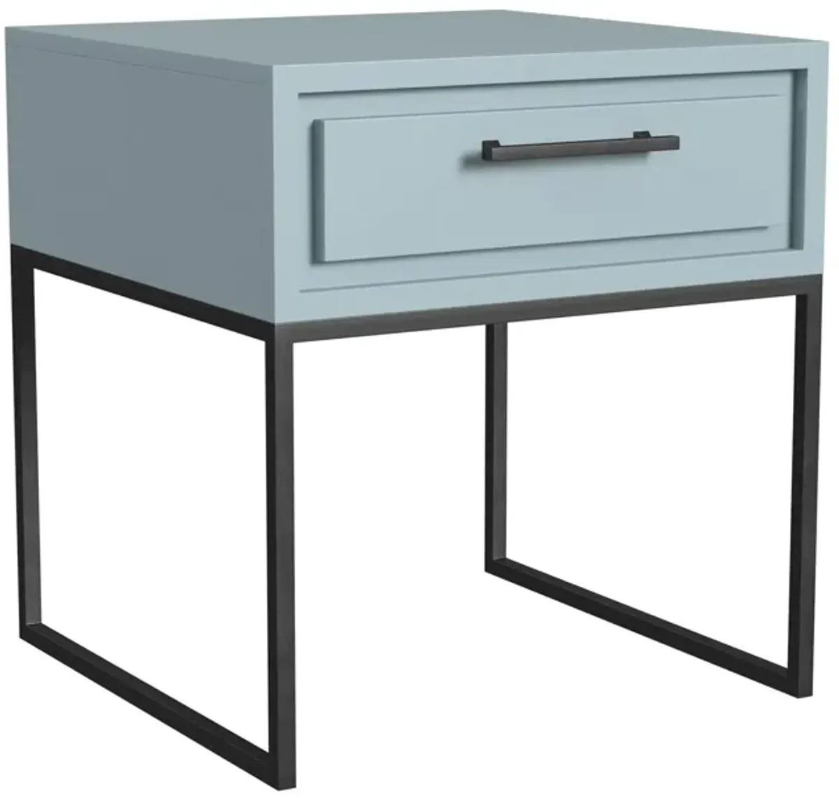 Perry End Table with 1 Drawer and a Black Metal Base