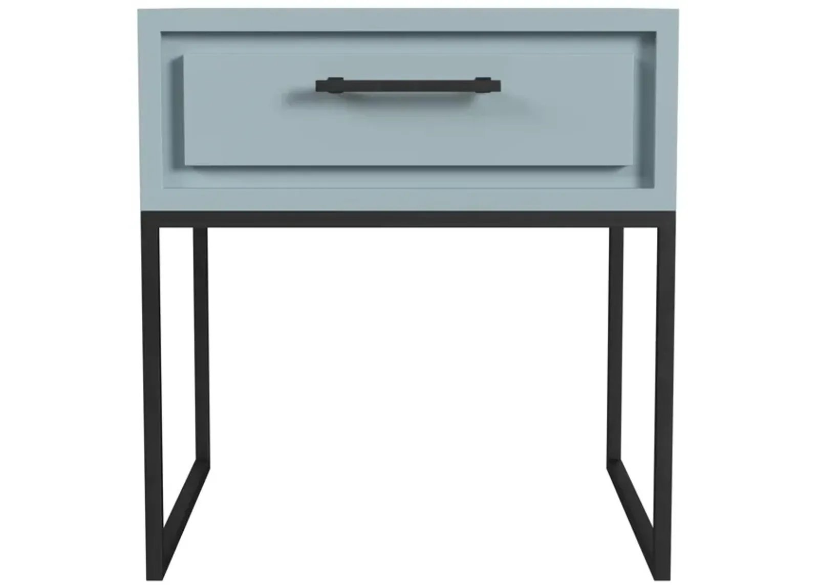 Perry End Table with 1 Drawer and a Black Metal Base