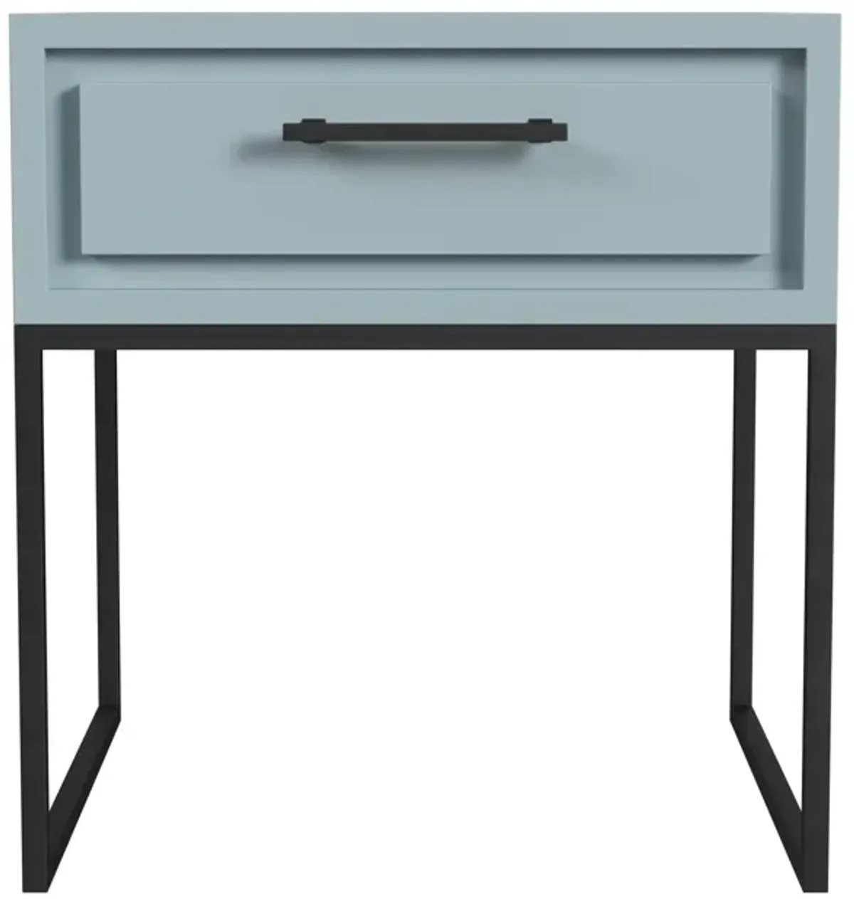 Perry End Table with 1 Drawer and a Black Metal Base