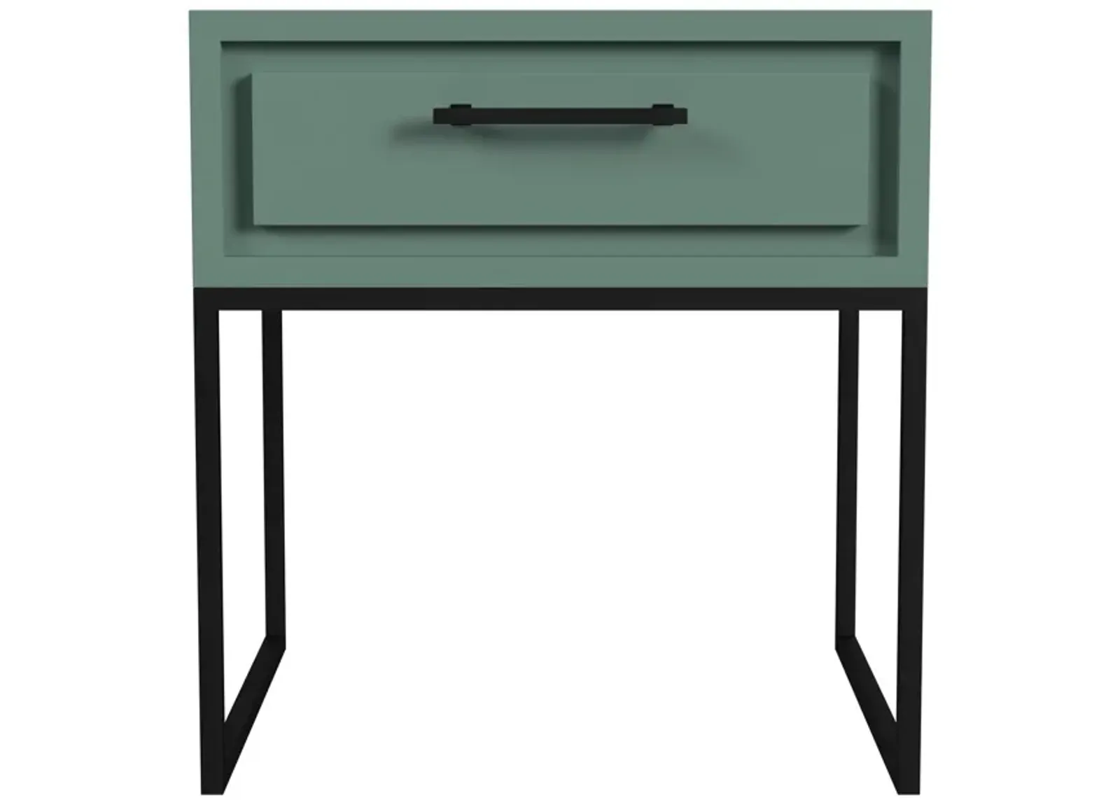 Perry End Table with 1 Drawer and a Black Metal Base