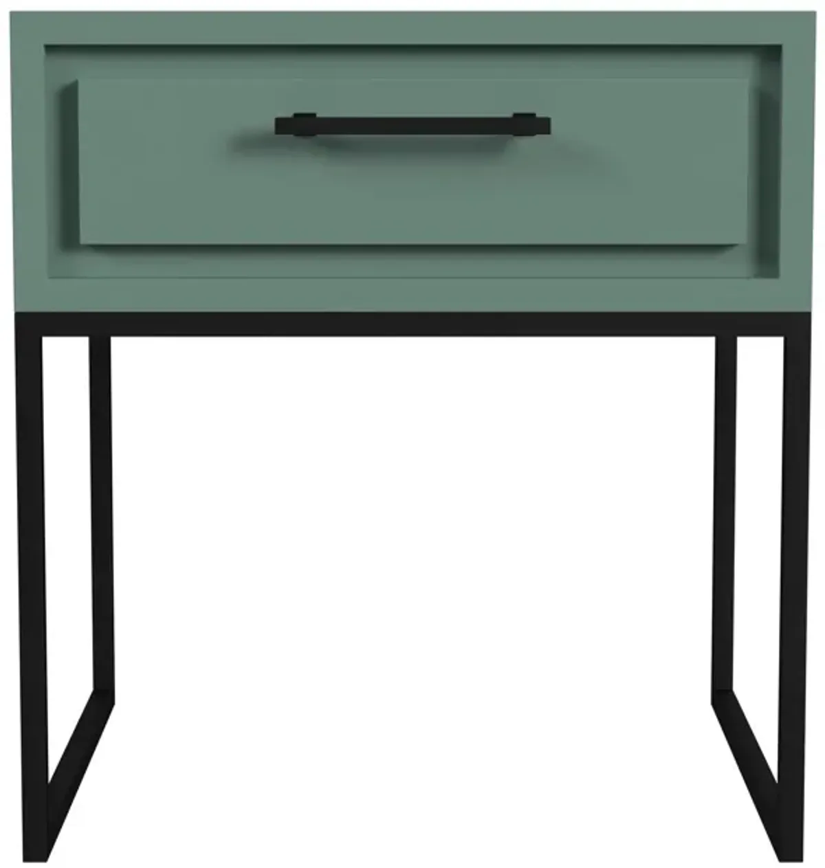 Perry End Table with 1 Drawer and a Black Metal Base