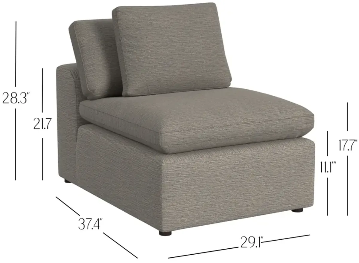 York Modular Pillow Top Armless Chair with Back Pillow