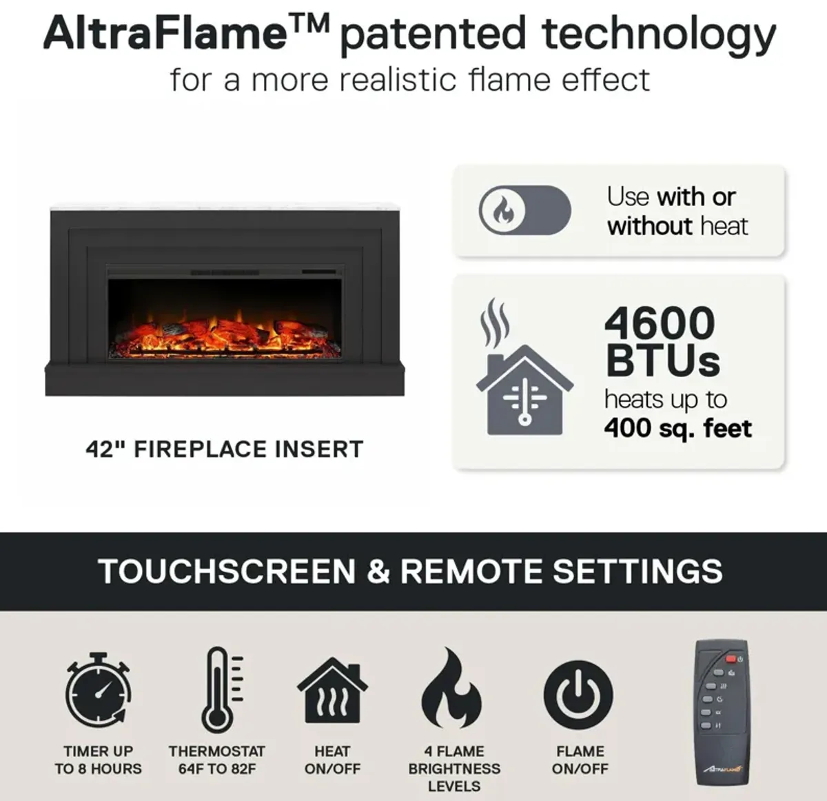 Lynnhaven Wide Mantel with Linear Electric Fireplace