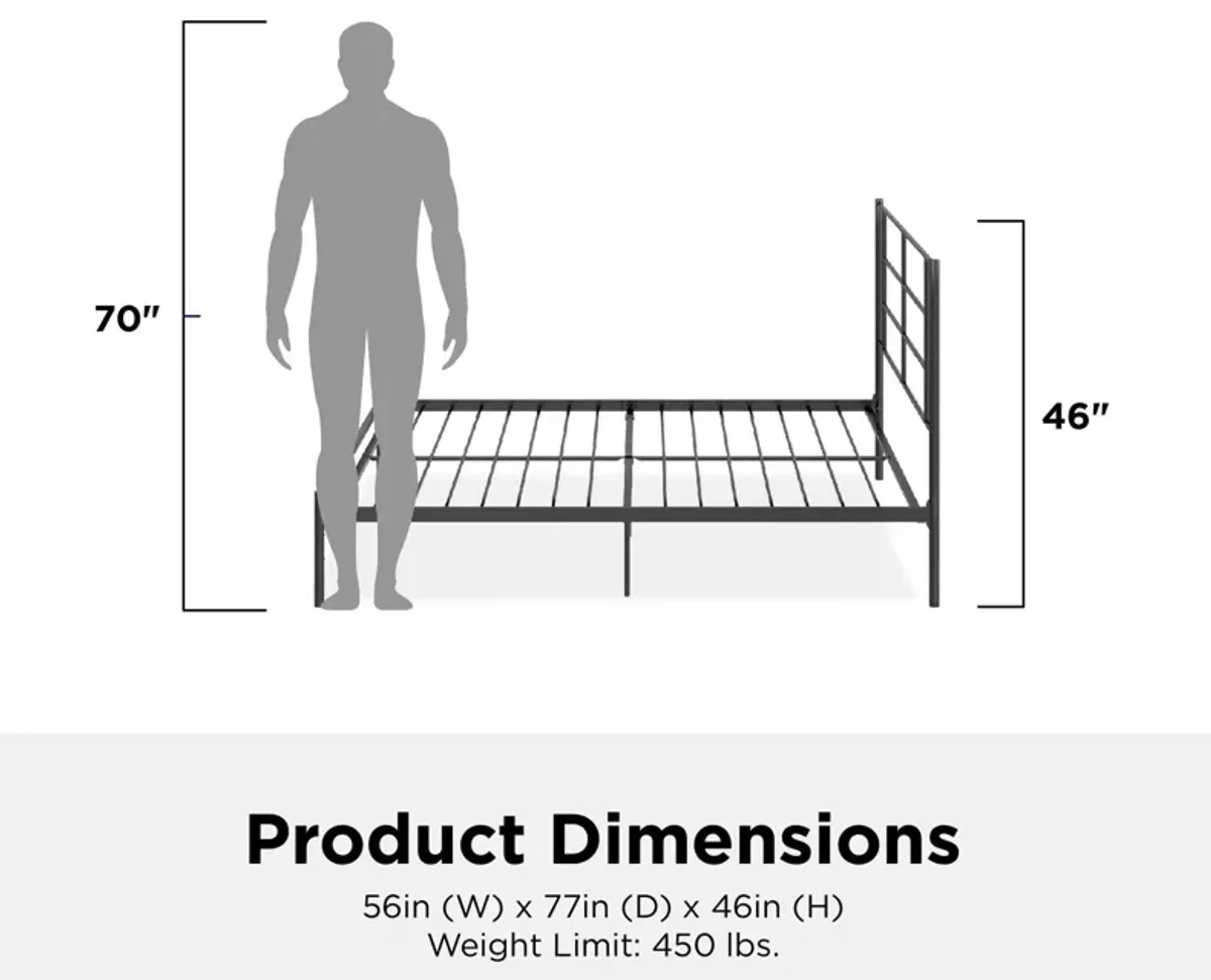 Praxis Metal Bed with a Geometric Headboard