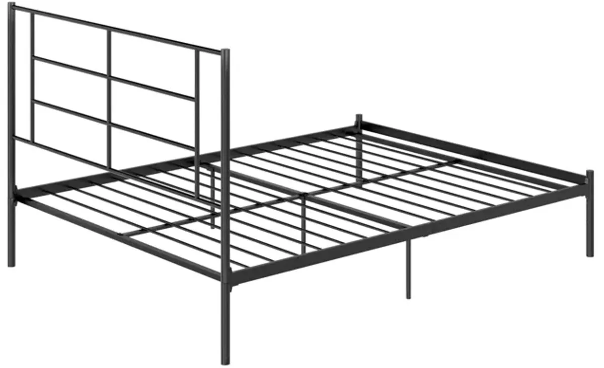 Praxis Metal Bed with a Geometric Headboard