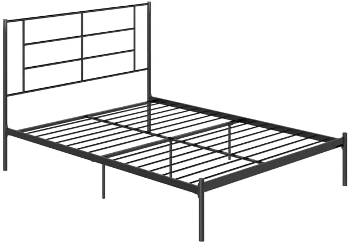 Praxis Metal Bed with a Geometric Headboard