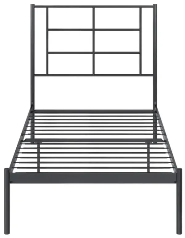 Praxis Metal Bed with a Geometric Headboard