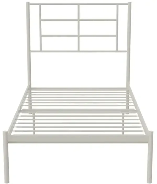 Praxis Metal Bed with a Geometric Headboard