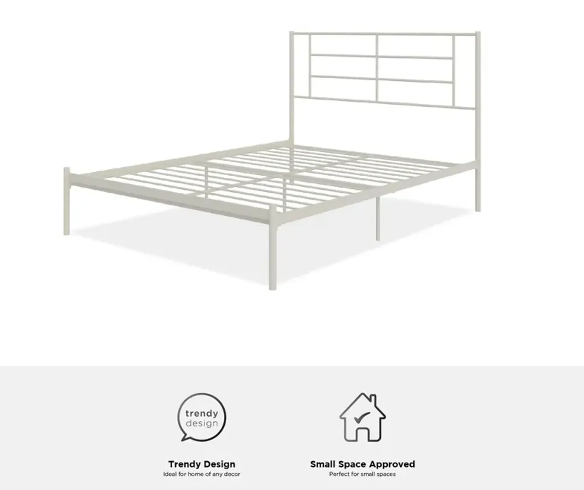 Praxis Metal Bed with a Geometric Headboard