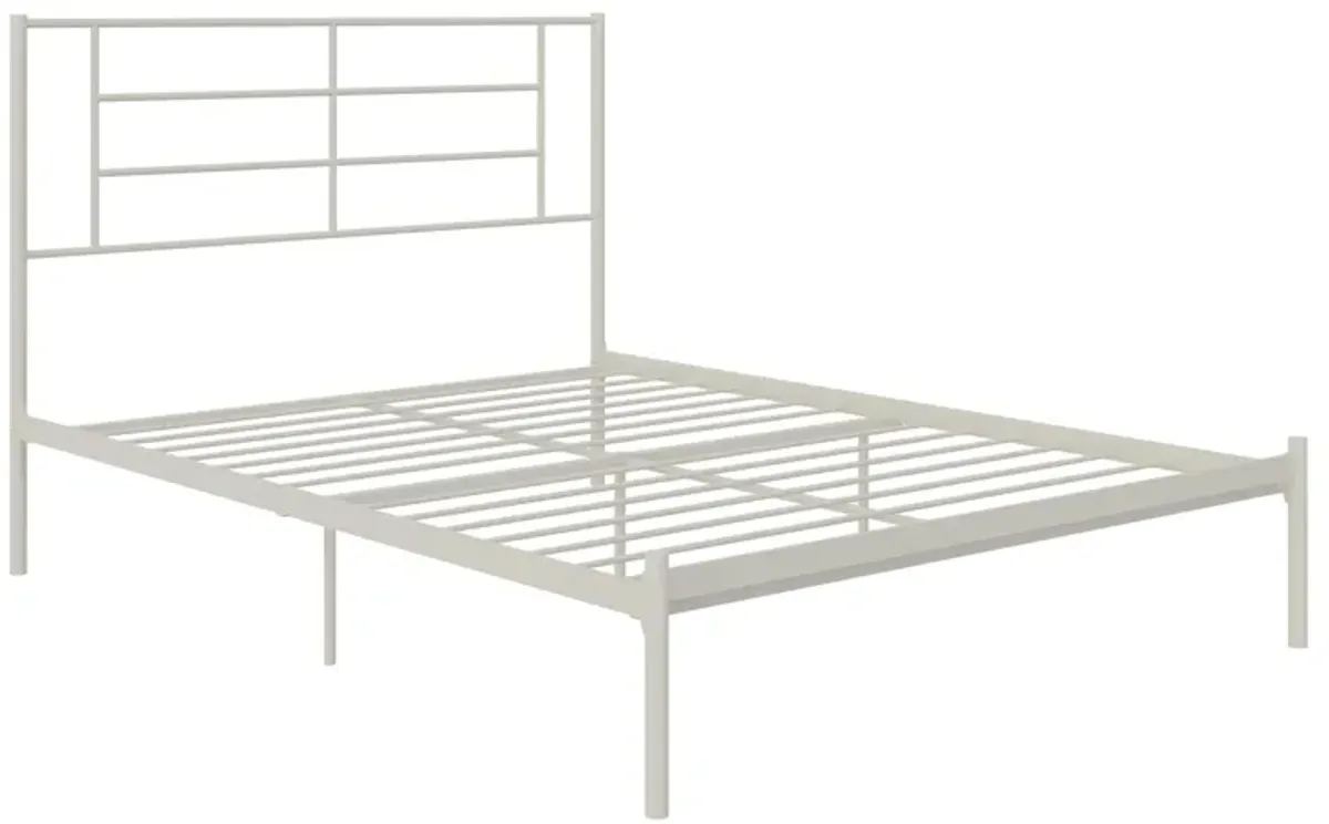 Praxis Metal Bed with a Geometric Headboard