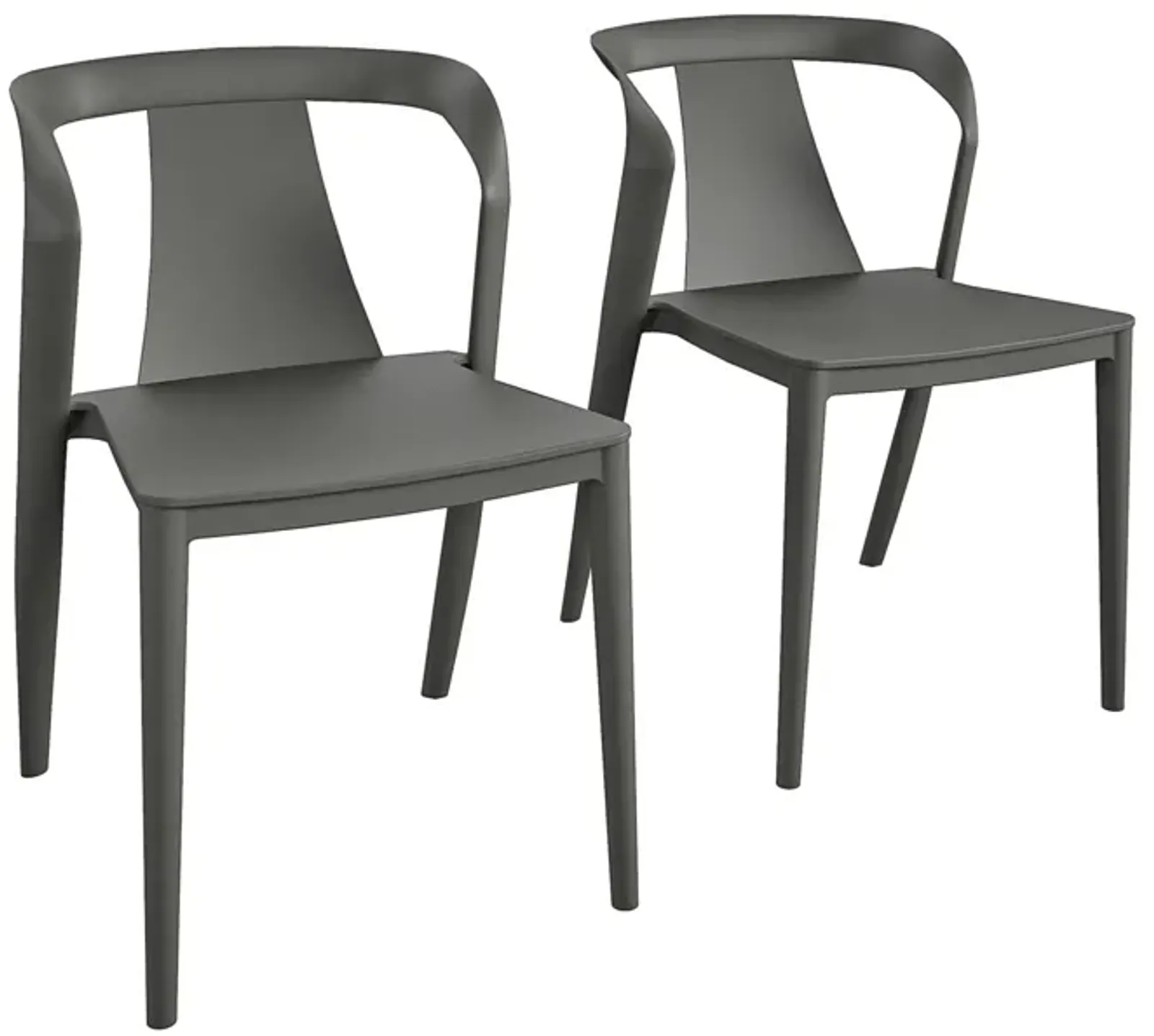 COSCO Curved Arm Dining Chair, Indoor/Outdoor, 2-Pack, Graphite