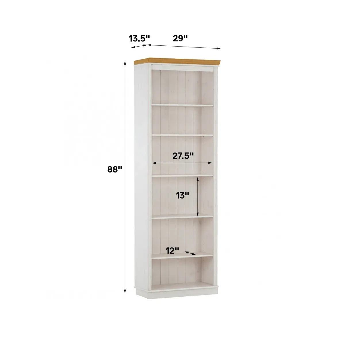 Anita Solid Wood 6 Shelf Open Bookcase