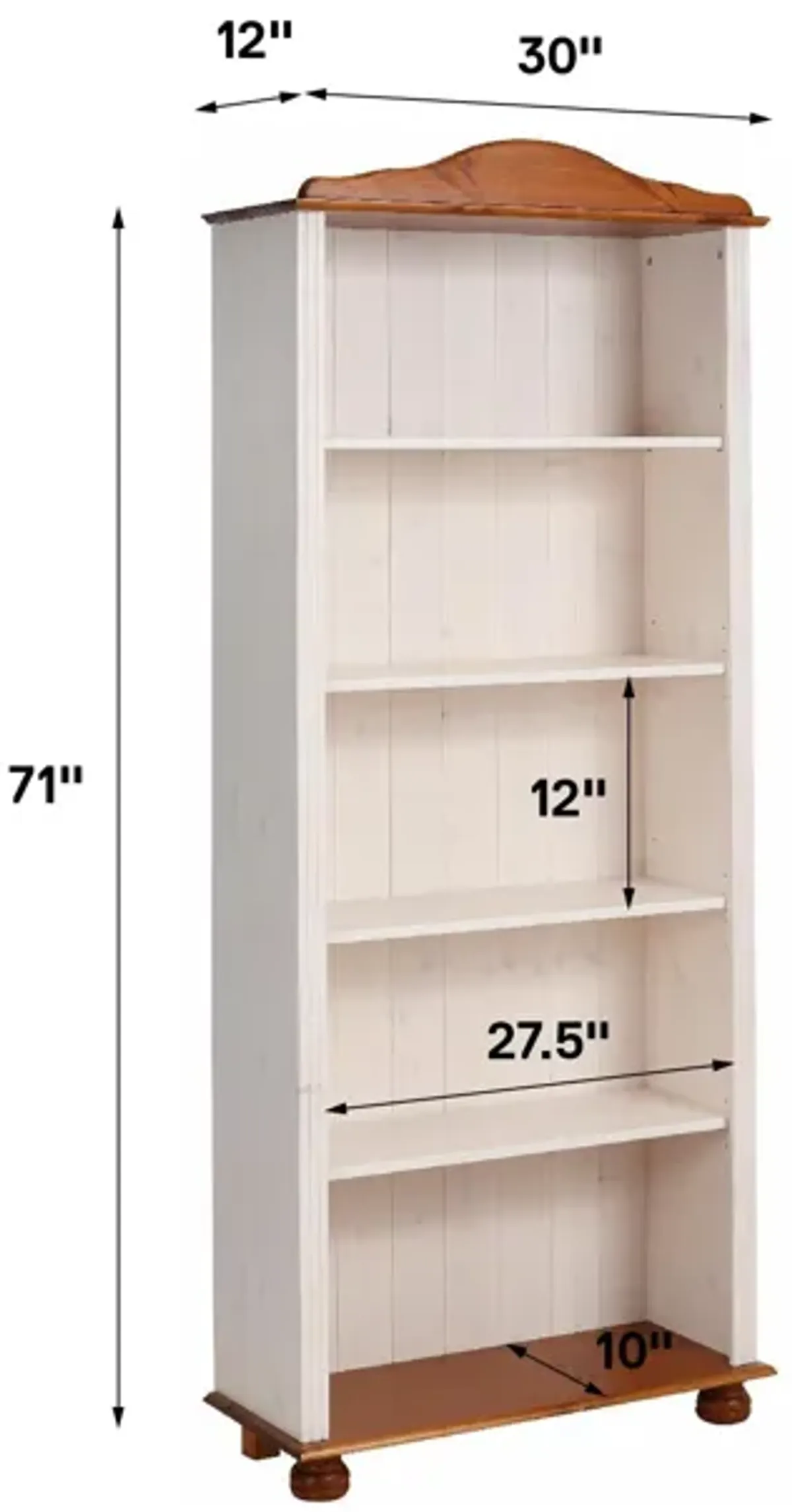 Chester 5 Shelf Wood Open Bookcase with Adjustable Shelves