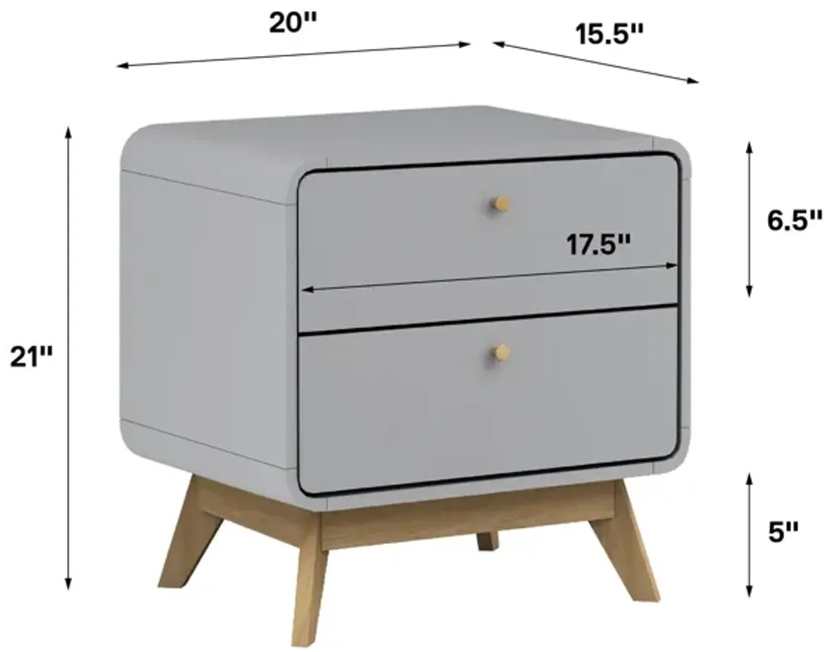 Leva Scandinavian Style 2 Drawer Nightstand