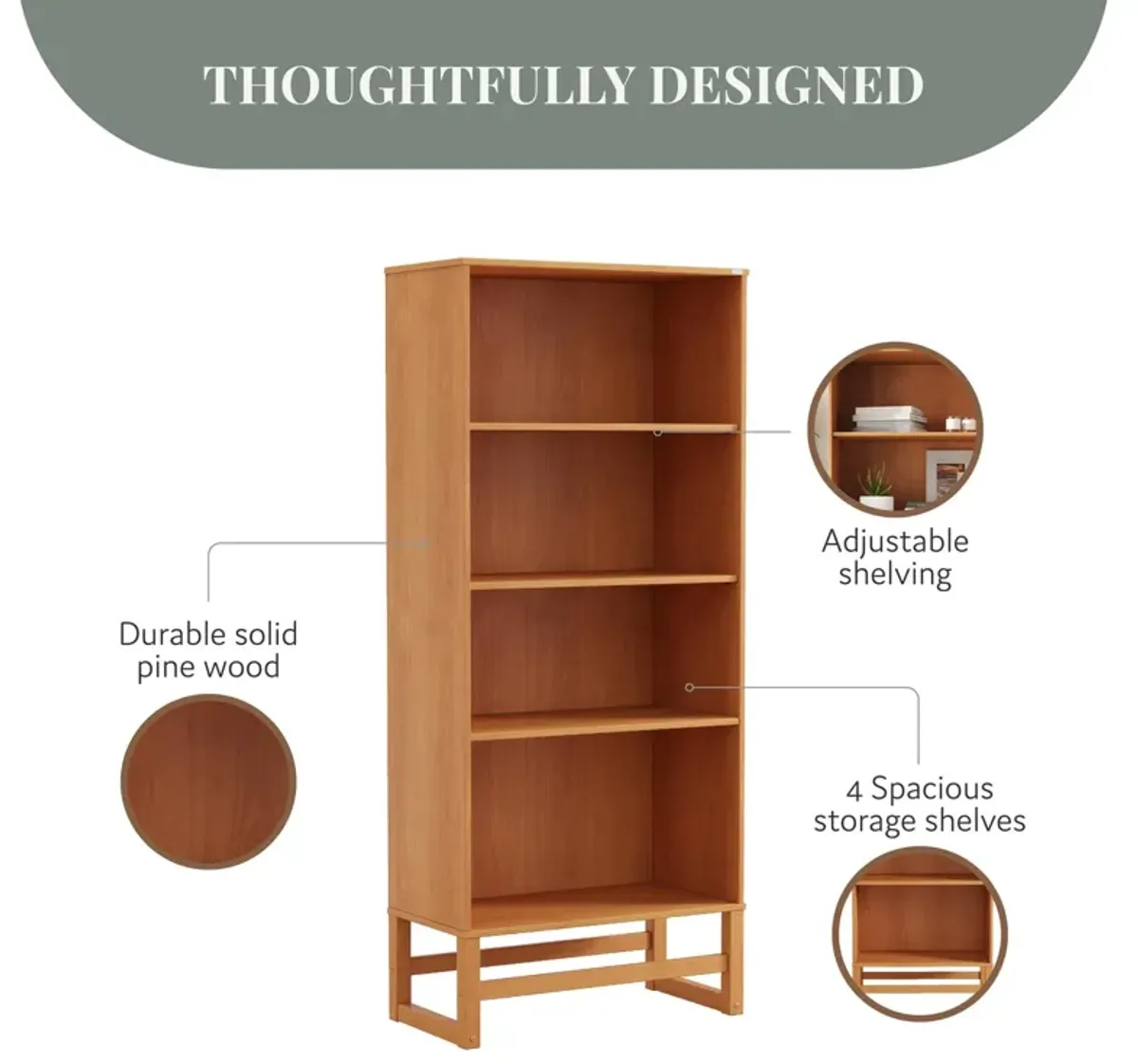 Talo 4 Shelf Bookcase with Open Storage