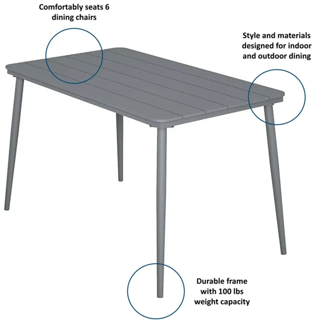 Poolside Gossip, April 50" x 29" Rectangular Indoor/Outdoor Dining Table