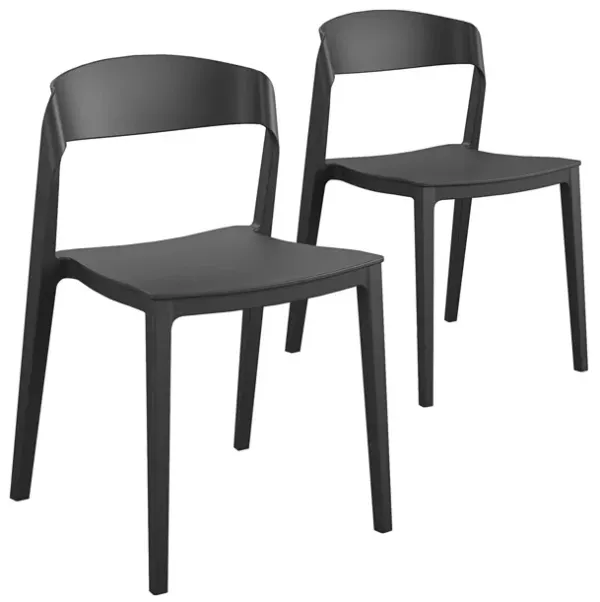 Outdoor/Indoor Stacking Resin Chair with Ribbon Back, Set of 2