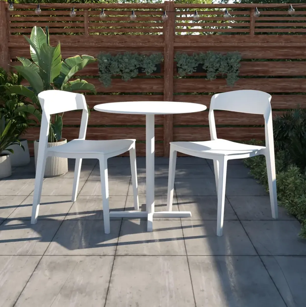 Outdoor/Indoor Stacking Resin Chair with Ribbon Back, Set of 2