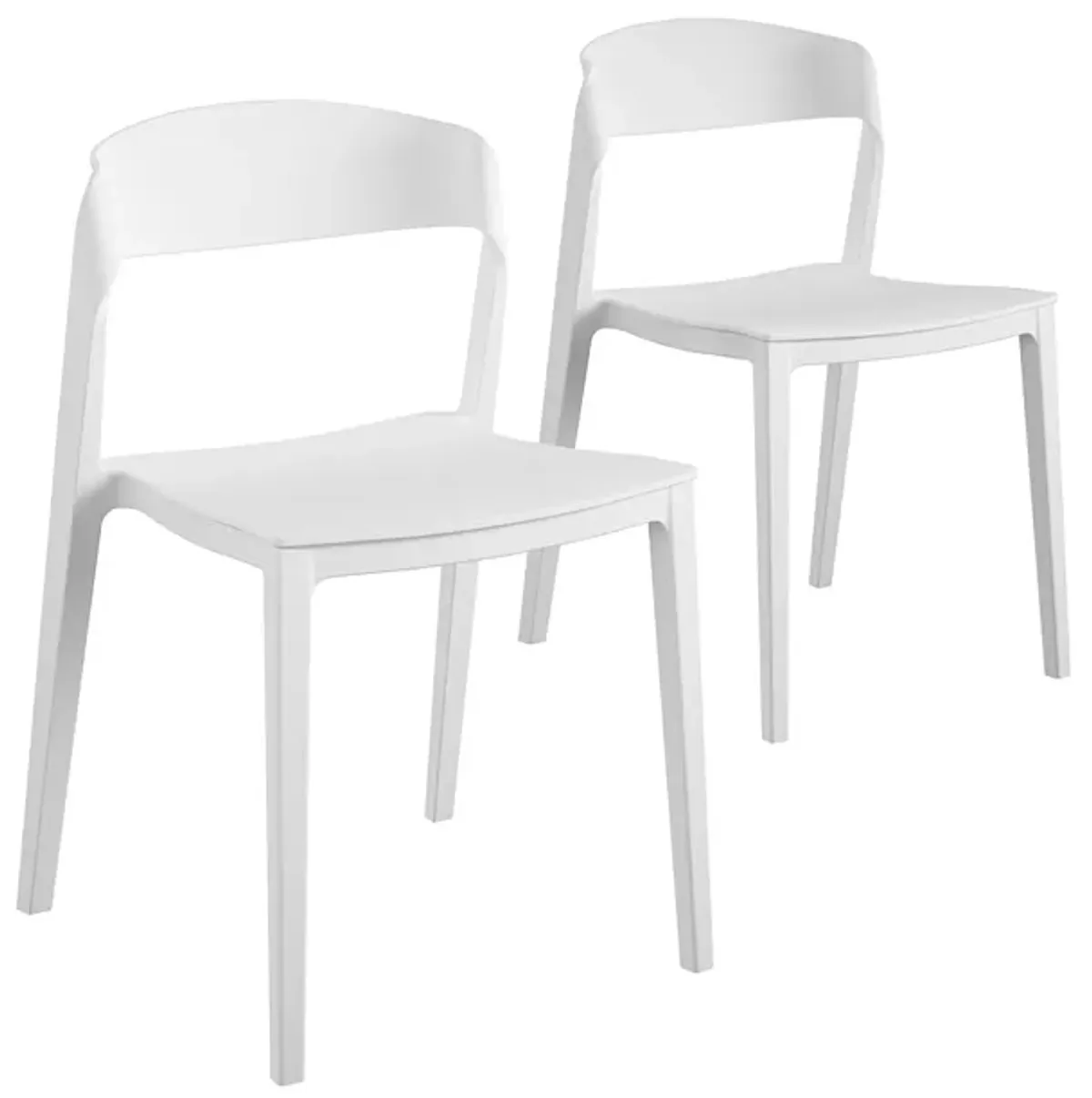 Outdoor/Indoor Stacking Resin Chair with Ribbon Back, Set of 2