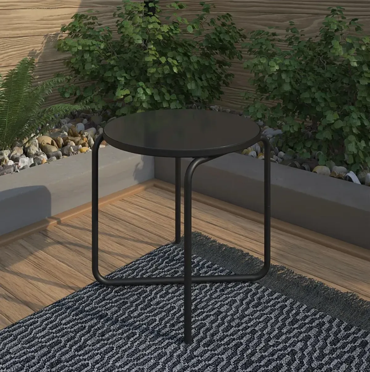 Modern Outdoor/Indoor 18 Inch Round Glass Side Table