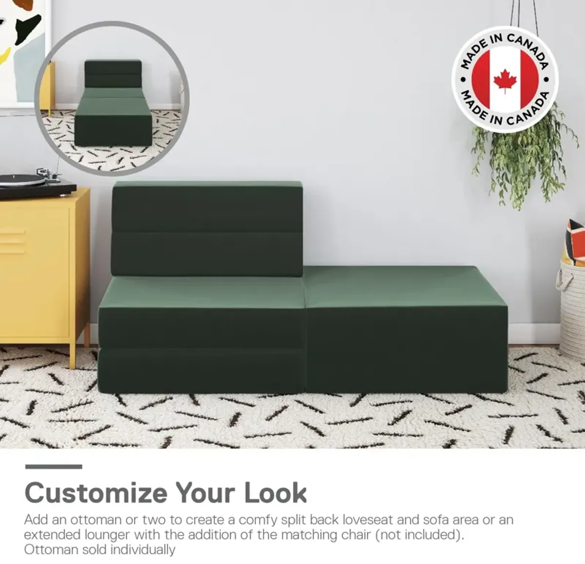 The Flower Ottoman Pouf Comfort Floor Seat and Footrest with Velour Fabric