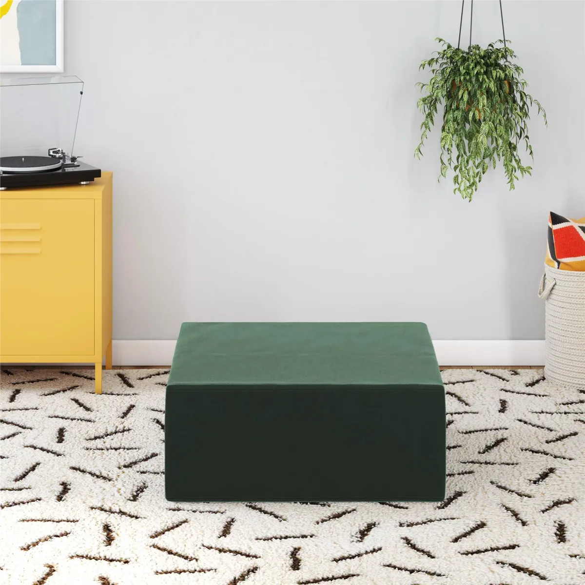 The Flower Ottoman Pouf Comfort Floor Seat and Footrest with Velour Fabric