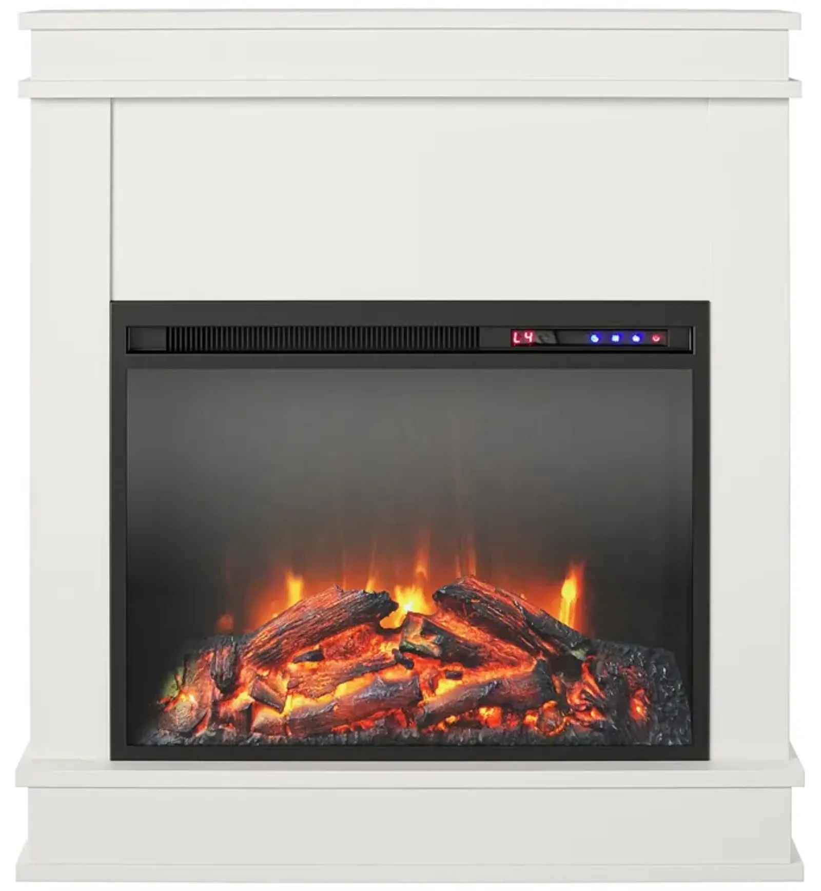 Mateo Electric Fireplace with Rustic Faux Wood Mantel and 23 Inch Fireplace Insert