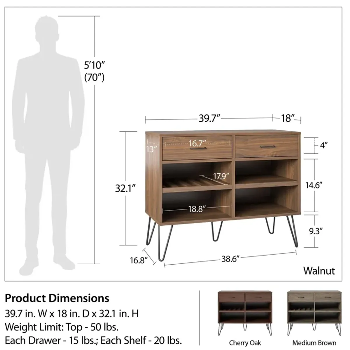 Pino Valley Mid Century Modern Beverage Cabinet with Interchangable Shelves