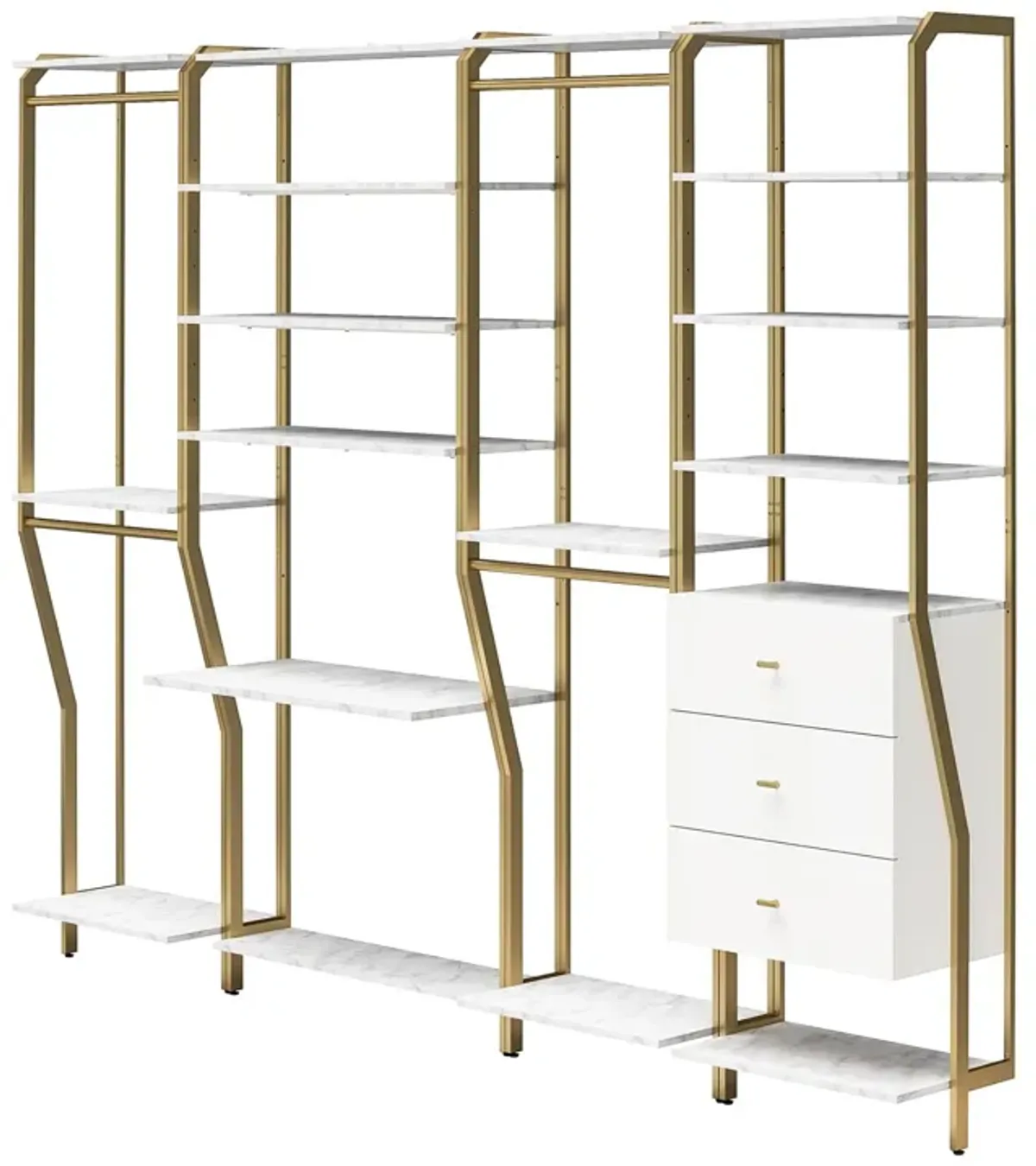 Gwyneth Closet 4 Piece Bundle-2 Hanging Rod, 1 Vanity & 1 Drawer Unit