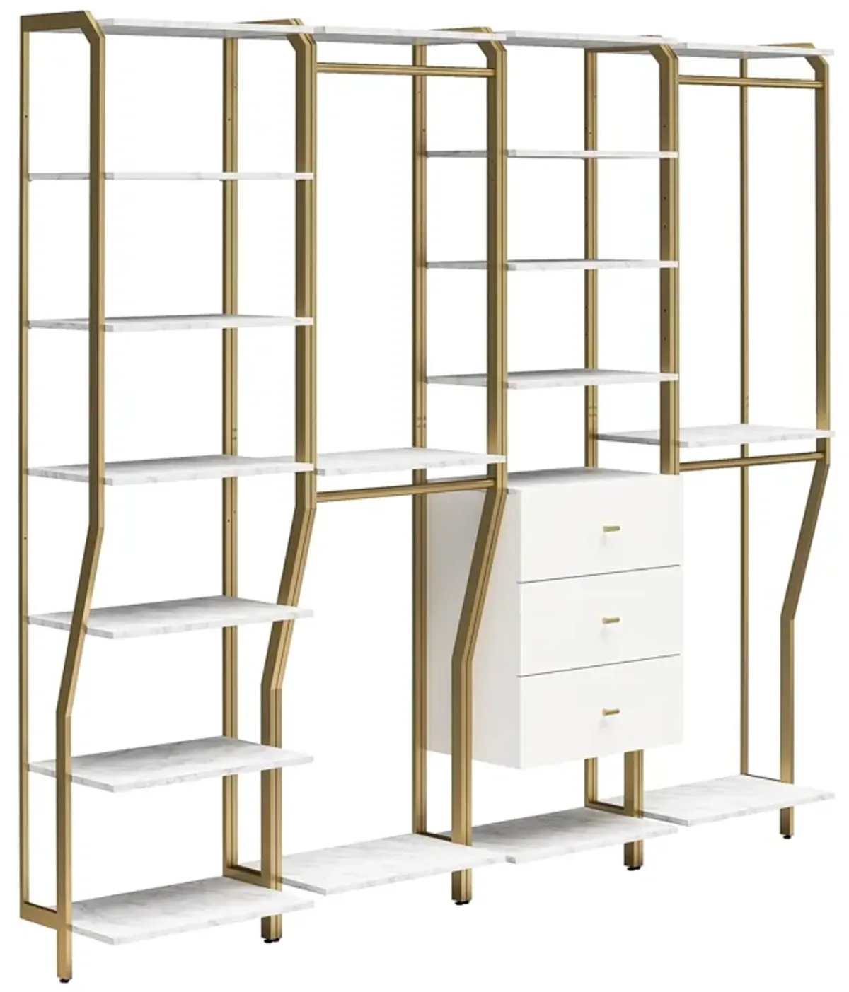 Gwyneth Closet 4 Piece Bundle-2 Hanging Rod, 1 Shelf & 1 Drawer Unit