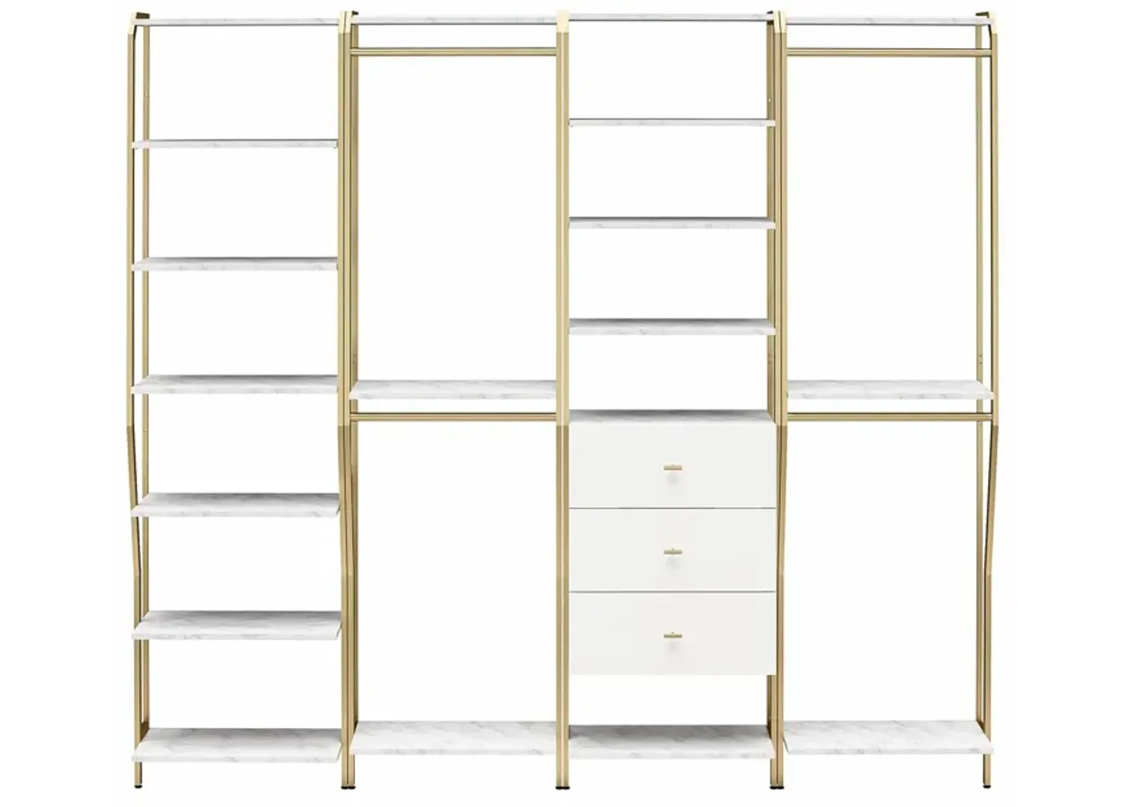 Gwyneth Closet 4 Piece Bundle-2 Hanging Rod, 1 Shelf & 1 Drawer Unit