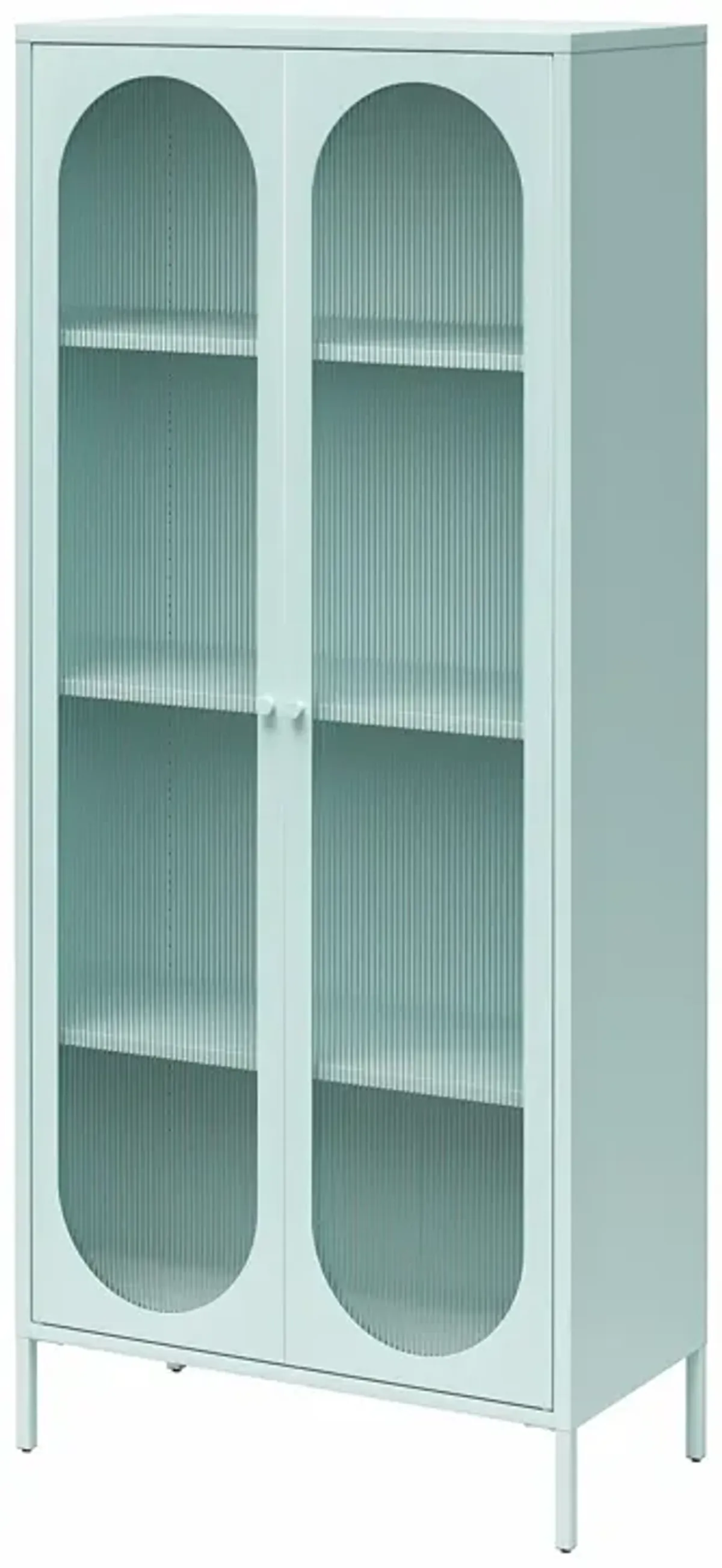 Luna Tall 2 Door Accent Cabinet with Fluted Glass