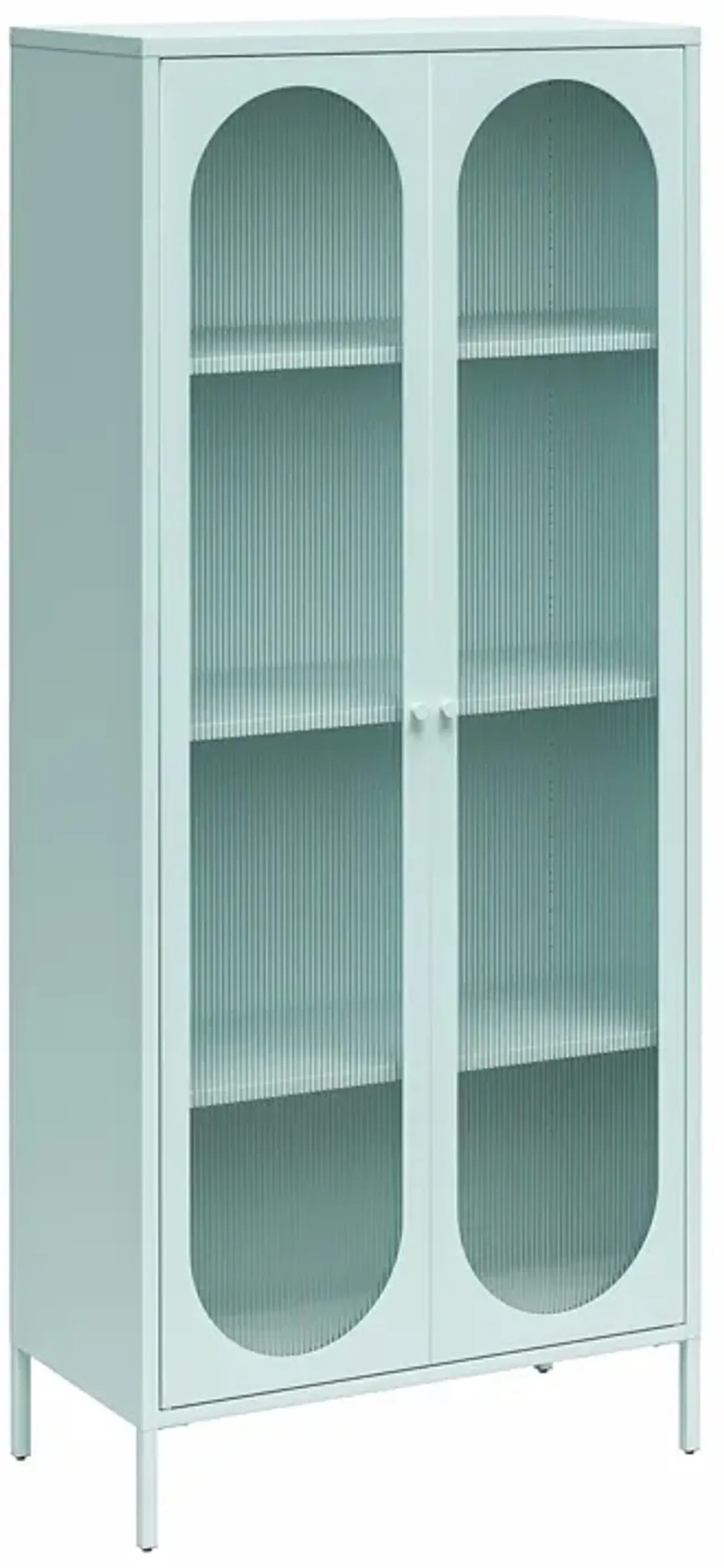 Luna Tall 2 Door Accent Cabinet with Fluted Glass