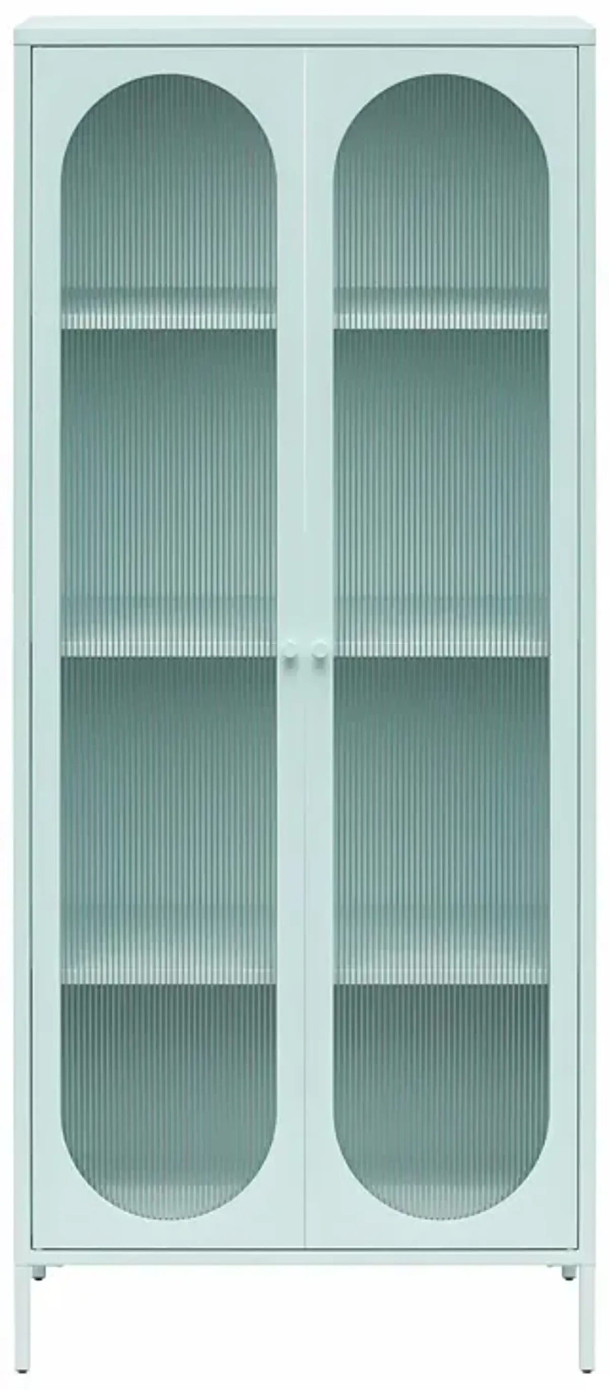 Luna Tall 2 Door Accent Cabinet with Fluted Glass