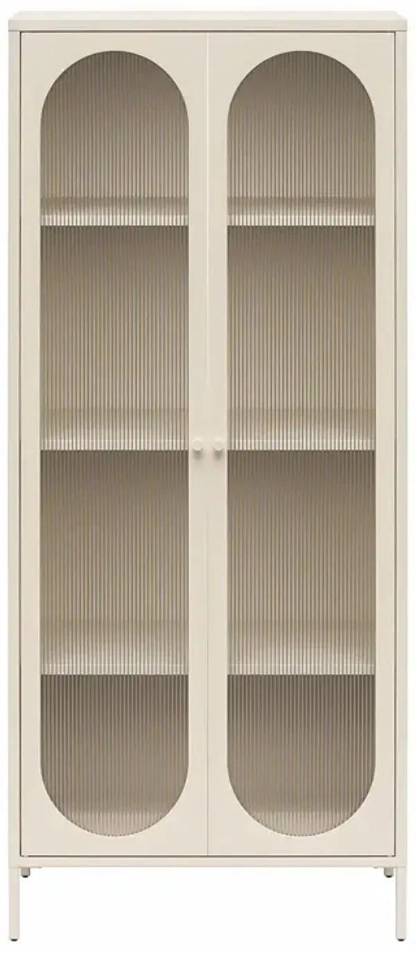 Luna Tall 2 Door Accent Cabinet with Fluted Glass
