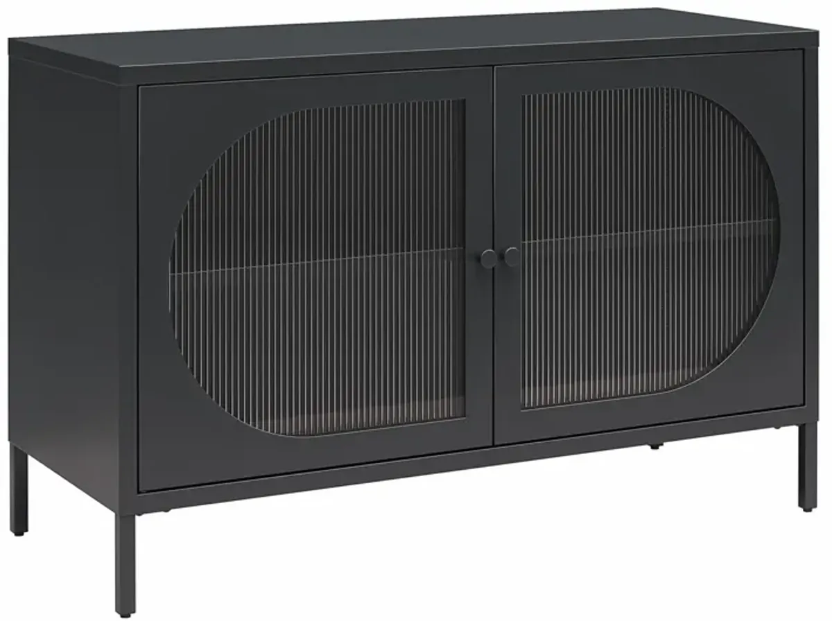 Luna Wide 2 Door Accent Cabinet with Fluted Glass