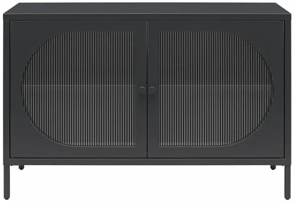 Luna Wide 2 Door Accent Cabinet with Fluted Glass