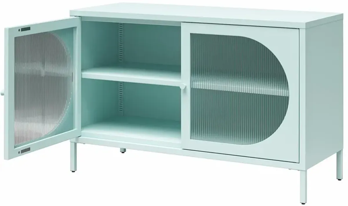 Luna Wide 2 Door Accent Cabinet with Fluted Glass