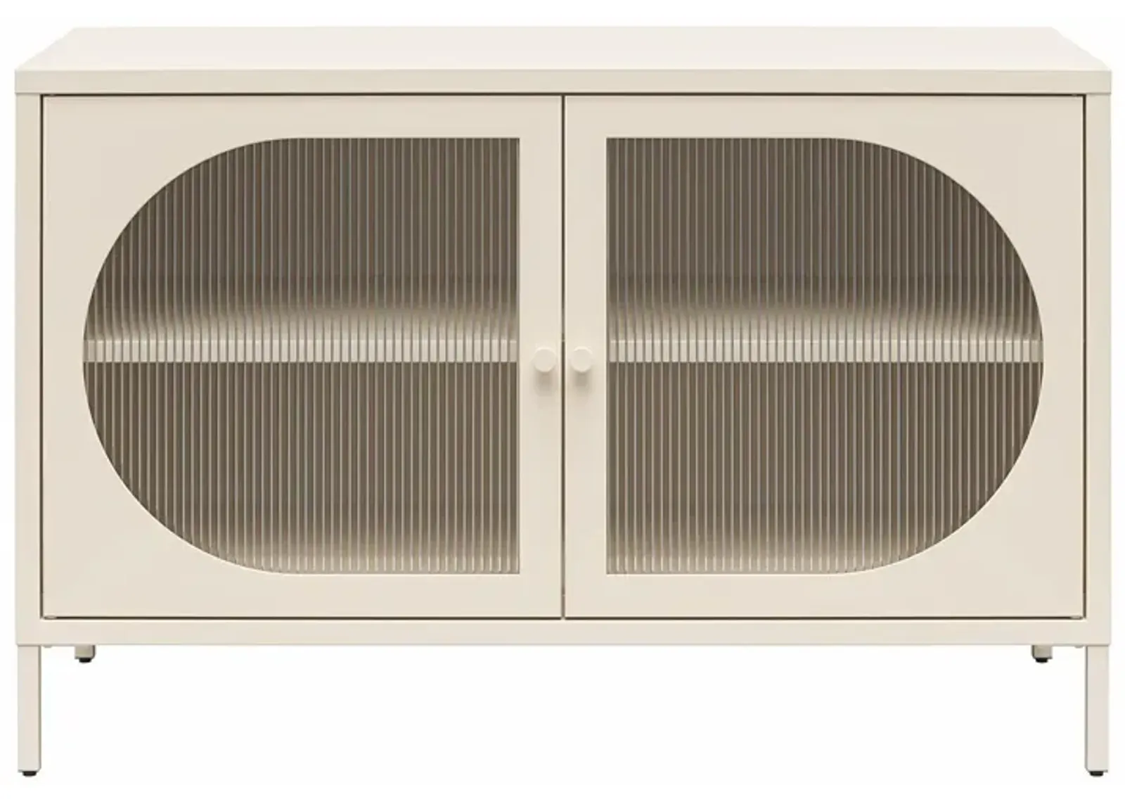 Luna Wide 2 Door Accent Cabinet with Fluted Glass