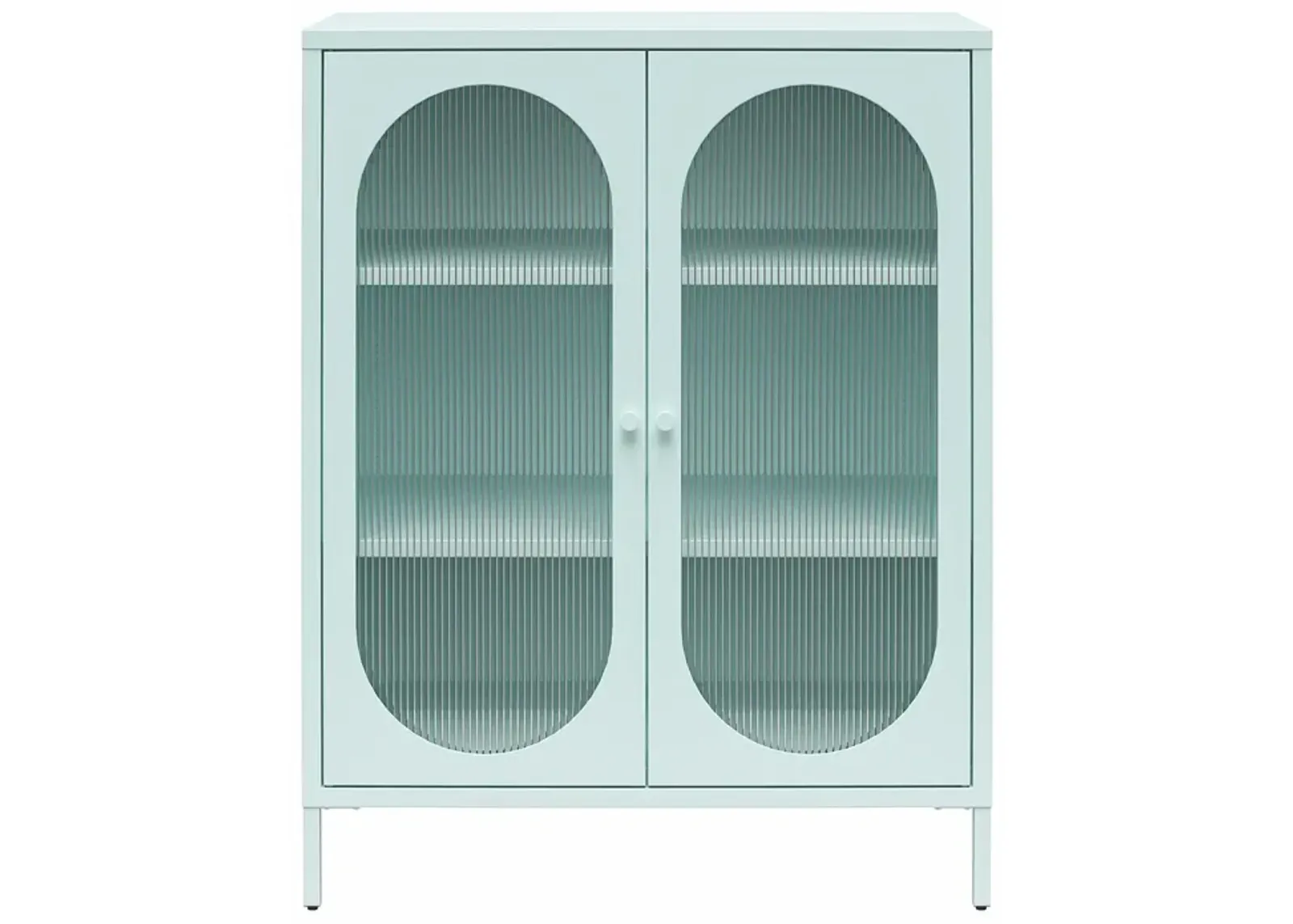 Luna Short 2 Door Accent Cabinet with Fluted Glass