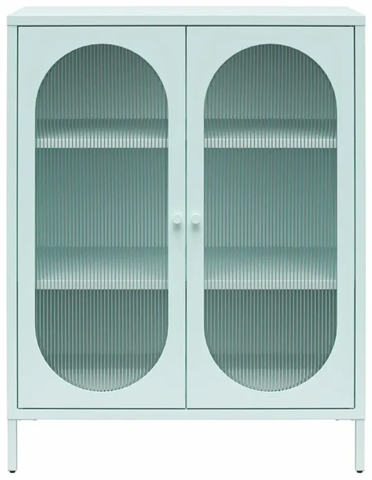 Luna Short 2 Door Accent Cabinet with Fluted Glass